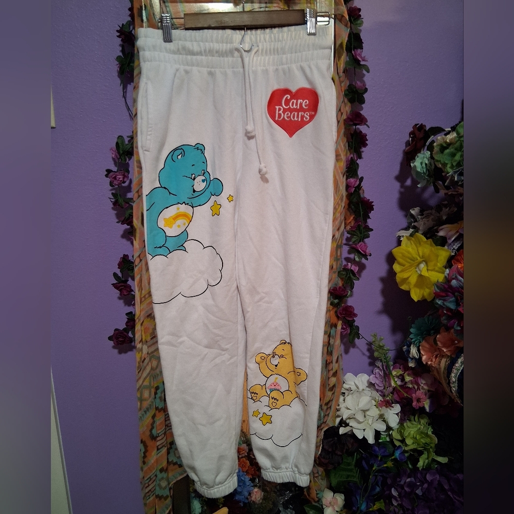 Care Bears White Joggers with Blue and Yellow Bears